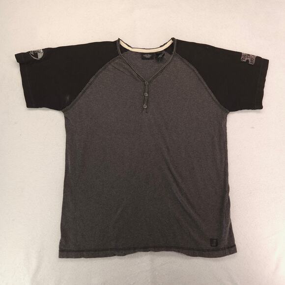 Harley Davidson Casual Button Collar Short Sleeve Shirt Mens Size XL Gray Black - Picture 2 of 10